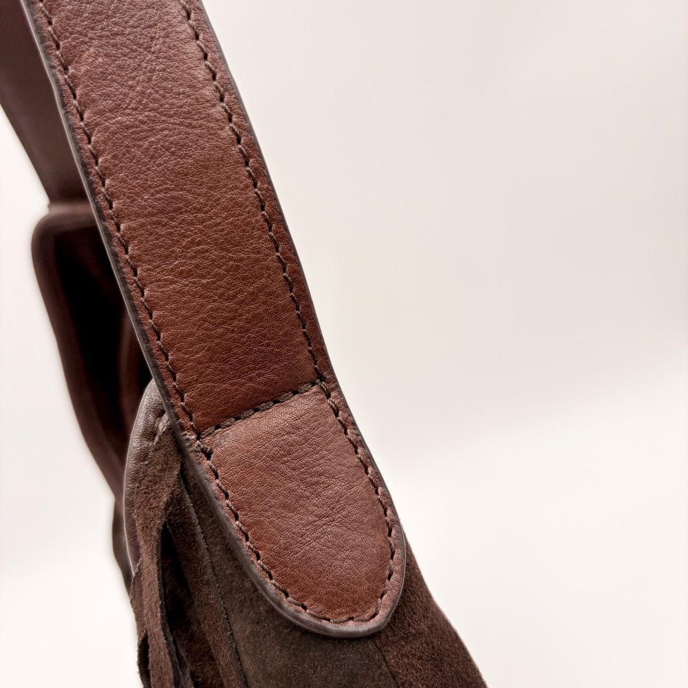 Vilenca Holland Brown Suede Fringe Hobo Leather Trim Boho Western Shoulder Bag - Picture 8 of 14